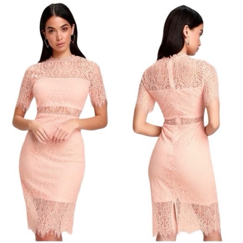 Elegant Pink Lace Dress